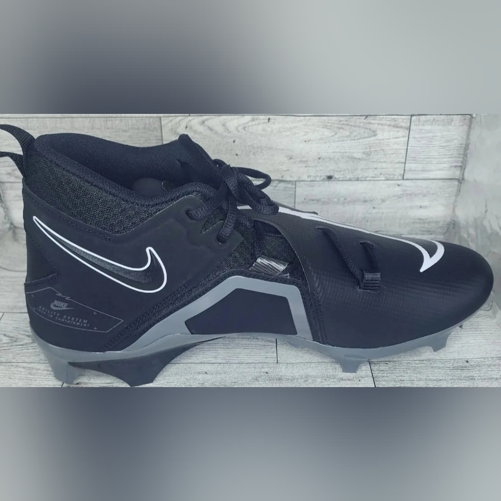 12- Men's Nike Alpha Menace Pro 3 Shadow Black Football Cleats DM1788-001